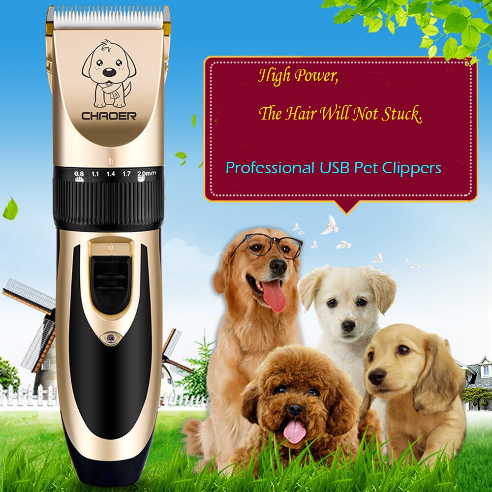 USB Charger Dog Hair Trimmer Pet Trimmer Haircut Machine Rechargeable Low-Noise Clipper Kit Pet Hair Remover Grooming Cutter