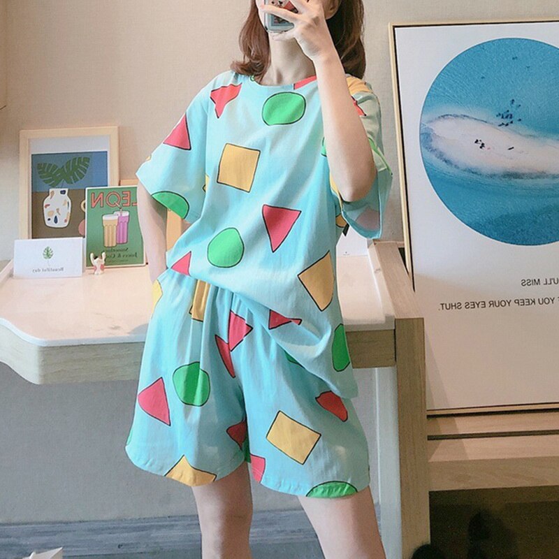 Conjunto de Pijama de verano para mujer, ropa de dormir con pantalones cortos,