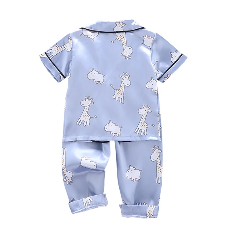 Été bébé vêtements enfants filles garçons pyjamas girafe vêtements de nuit 2 pièces à manches courtes Blouse hauts + ensemble de pantalons de nuit