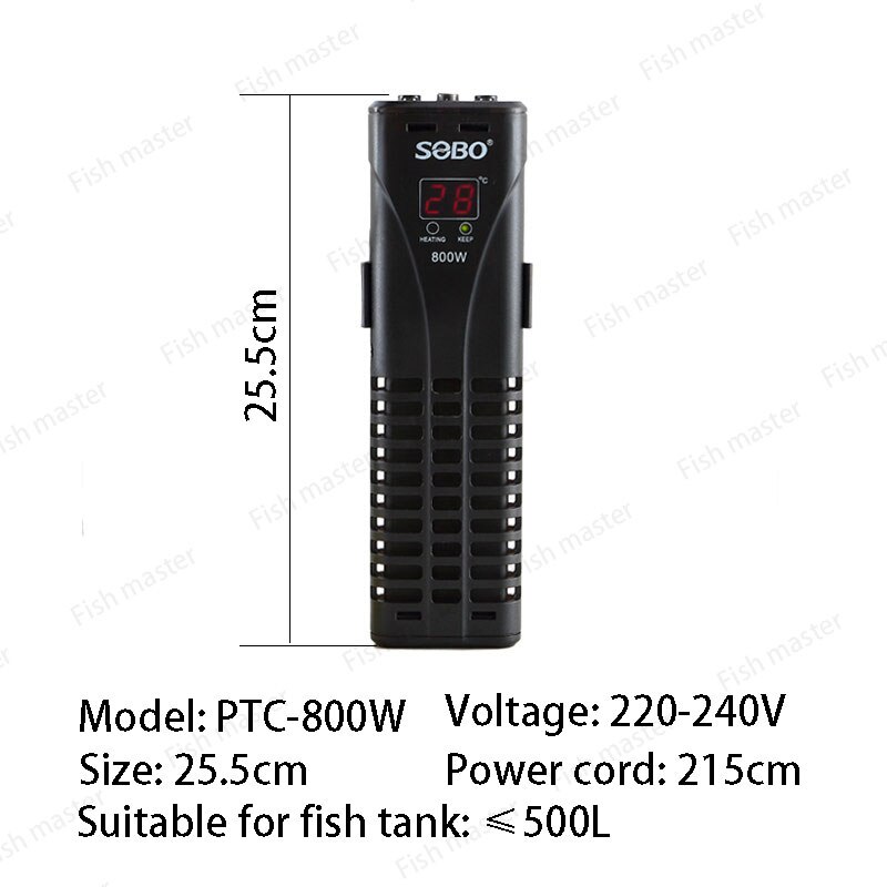 Fish tank heating rods PTC heating rods to cut off the water and power off the constant temperature aquarium frequency heater: SOBO PTC 800W / AU adapter plug