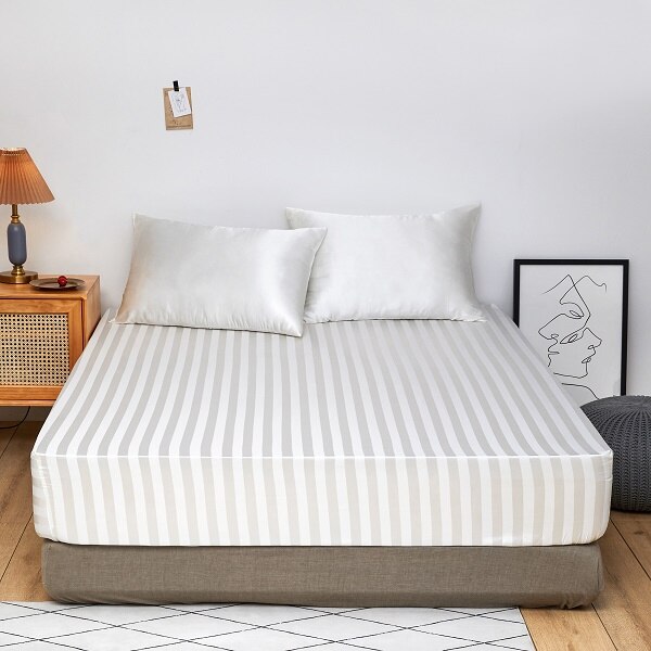 Hoeslaken 100% Natuurlijke Moerbei Zijde Elastische Band 1Pc Laken Luxe Effen Kleur Dubbele Queen Size Echte Zijde matrashoes: White / 137x190x33cm