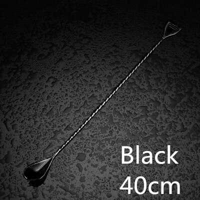 40cm Stainless Steel Cocktail Bar Spoon Japanese Style Best Bartender Bar With Strainer Tail Silver Copper Gold Barware: Black 40cm