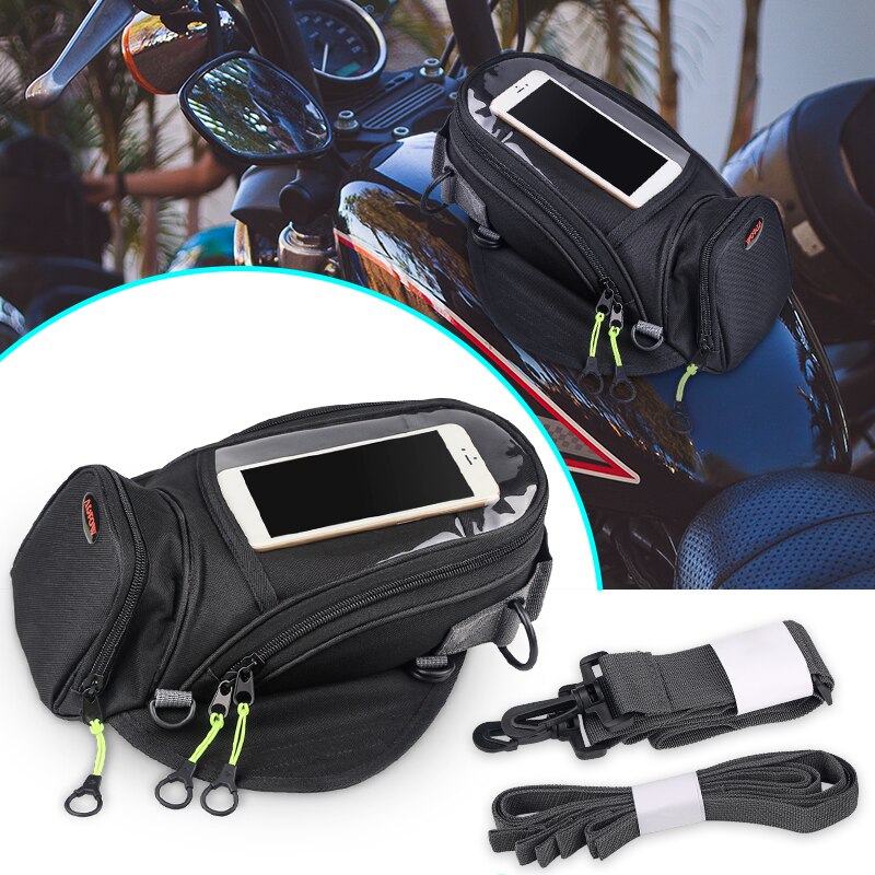 Bolsa magnética para tanque de motocicleta, correas fijas para navegación por teléfono móvil, bolso de combustible multifuncional para moto, paquete de Motor