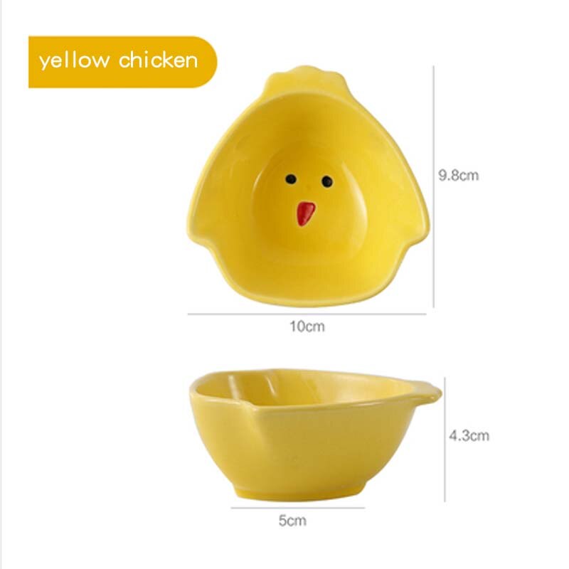 Keukengerei Snack Kleine Plaat Voor Voedsel Keramische Kant Dishe Servies Fruitschaal Saus Dishe Serveren Cartoon Tafel Decoratie: yellow chicken