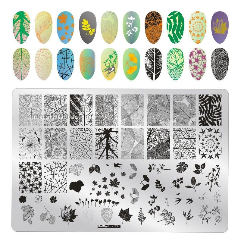 XXL 15cm Rectangle Nail Stamping Plates Stainless Steel Autumn Overprint Stamp Stencils Big Rectangle Nail Stamping Plates: 37