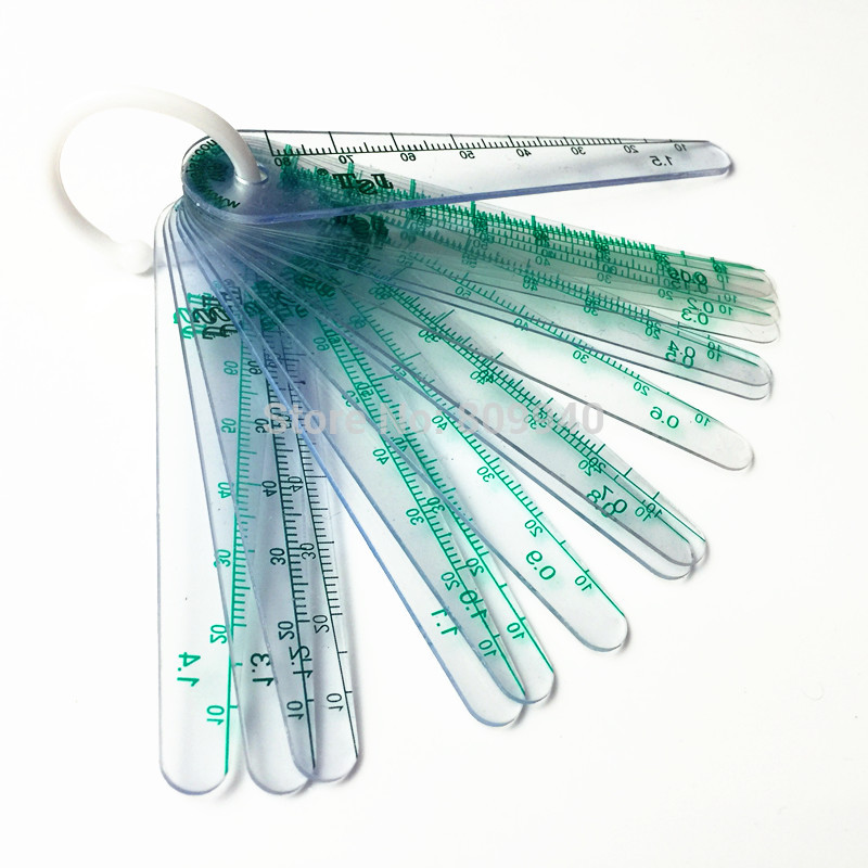 0.05-2.0mm 20sheet Thickness Plastic Plug Feeler Gauge Gap Filler Measuring Tool with PVC sheet Thickness gauge