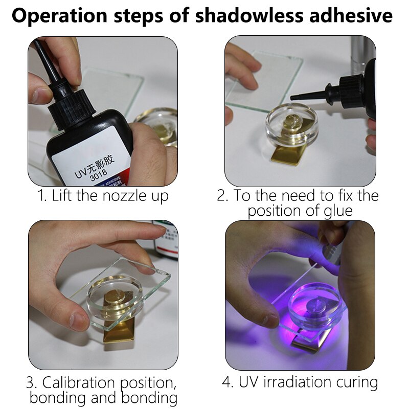 50ml UV Glue UV Curing Adhesive Transparent Crystal Glue Glass Adhesive Crystal Glass and Metal Bonding with UV Flashlight