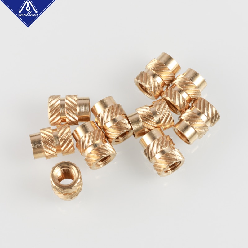 Mellow Brass Melt Inset Nuts Heating Molding Copper Thread 3D Printer SL-type Double Twill Knurled Injection Brass Nut