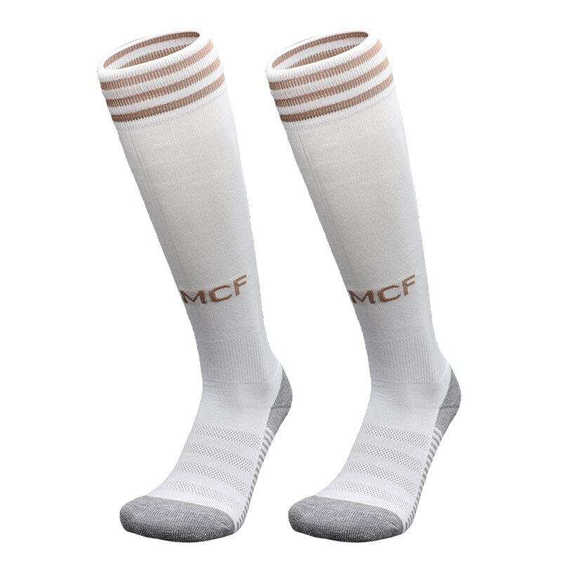 Men Sports Soccer Socks Football Club Sock Knee-High Breathable High Elastic Adult Kids Long Stocking Socks Boy: HM white / for Kids