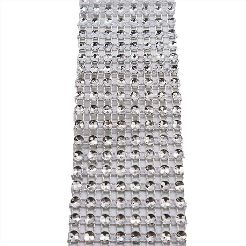 2 mètres 4cm rubans en maille diamantée bling rouleau de maille strass argenté décoration de fête à domicile ruban cristal artisanat fait main: Argent / 2 mètres