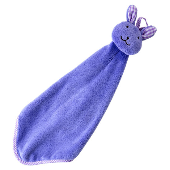 Toalla de bebé de dibujos animados de 5 colores, toalla de mano de terciopelo coral para niños, toalla de mano para limpiar, toallas de baño colgantes: Púrpura