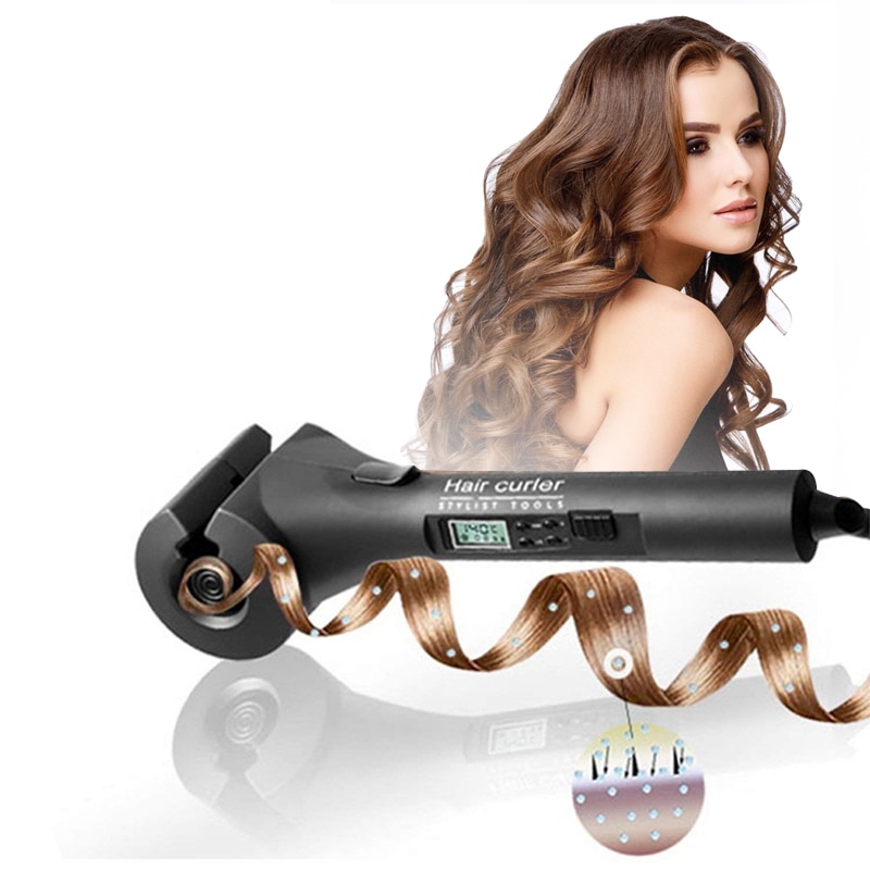 Rizador de pelo automático con pantalla LCD, rizador mágico portátil de cerámica de viaje, calefacción en , herramientas de estilismo para el cabello