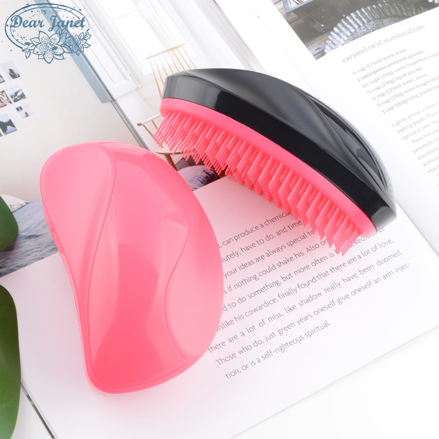Mango forme démêlant brosse à cheveux doux dents démêlant peigne à cheveux magique salon de coiffure outils de coiffure rose bleu noir avec boîte