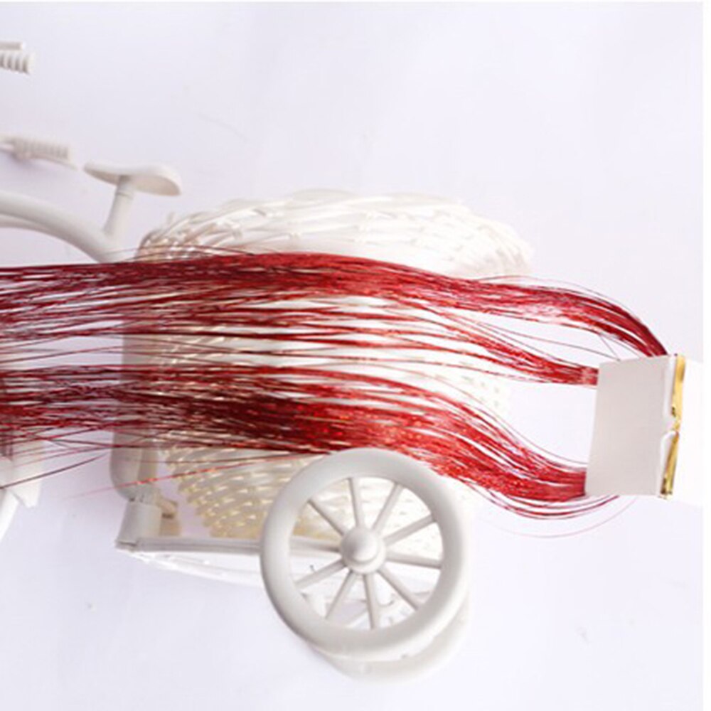 1 PC Cabelo Tinsel Extensões Destaques Cabelo Falso Decoração Vertentes Faísca Glitter Party Hair Beauty Acessórios BraidersTSLM2: red