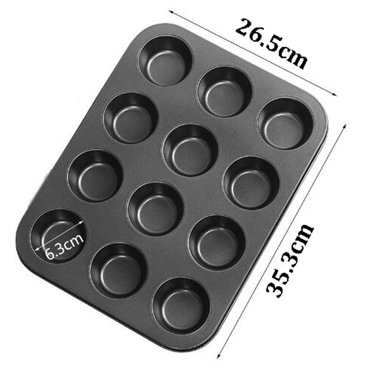 6/12 Cups Square Cupcake Pan Muffin Tray Cupcake Mold Muffin Pan Carbon Steel Baking Pan Non Stick Bakeware Biscuit Pan ZXH: 12 L holes