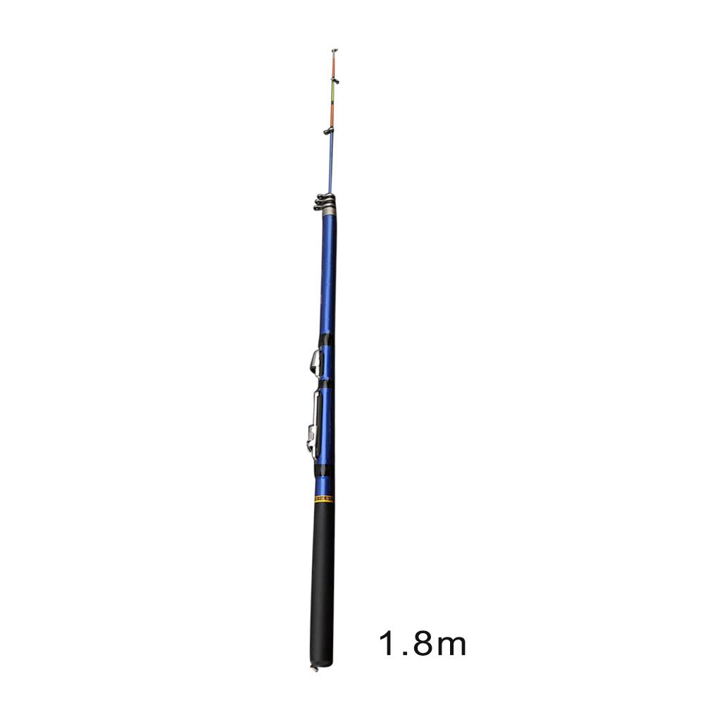 Portable Sea Fishing Rod Set Carbon Fiber 1.8M 3.0M Telescopic Rotating Fish Roll Short Fishing Rod Equipment: Blue 1.8m