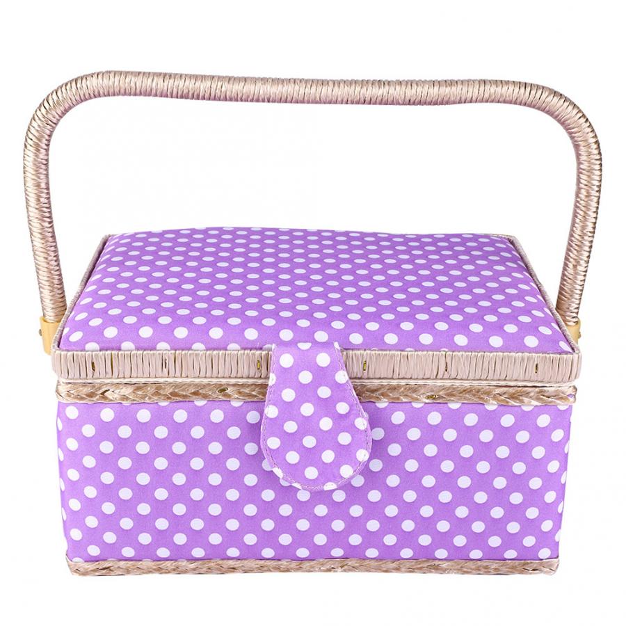 Panier de couture fait à la main, boîte de rangement d&#39;aiguilles de fil artisanal en tissu domestique, organisateur de fournitures de couture