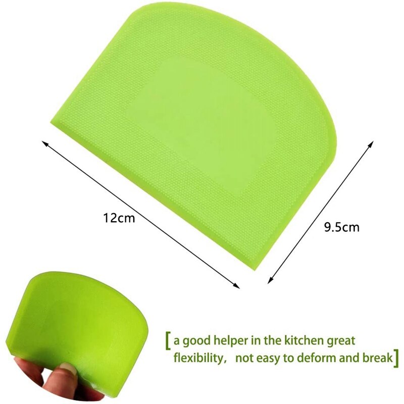 Plastic Dough Scraper Flexible Bowl Scraper Green 8 Piece - Multi-Function Dough Scraper-Tool for Baking Cakes