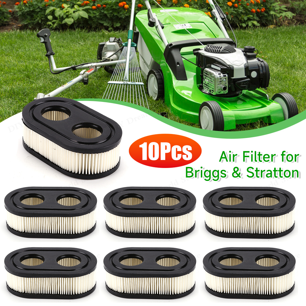 10 stuks luchtfilter voor Briggs & Stratton 593260 798339 798452 Vervangingsfilters voor grasmaaiers Huishoudelijk trimgereedschap Tuinonderdelen