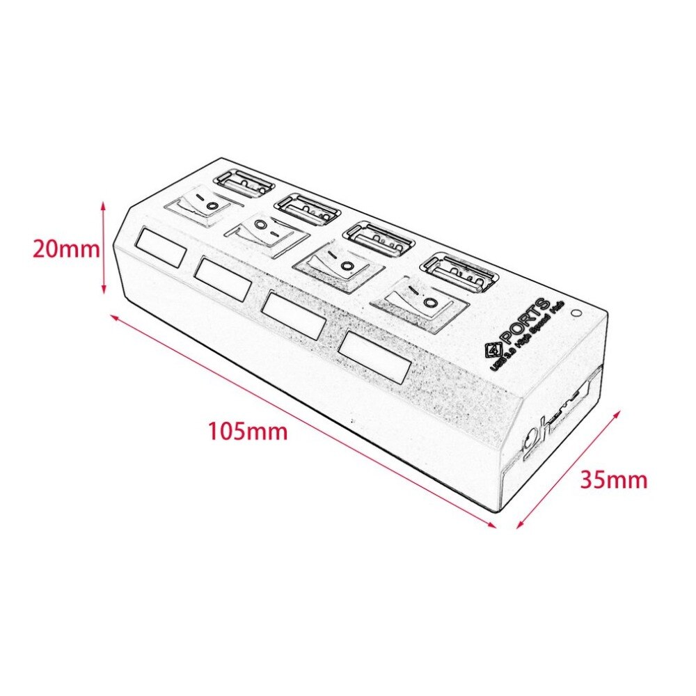 USB Hub High Speed USB Hub 3.0 met Aparte Vier Poorten Compact Lichtgewicht Power Adapter Hub met Voeding