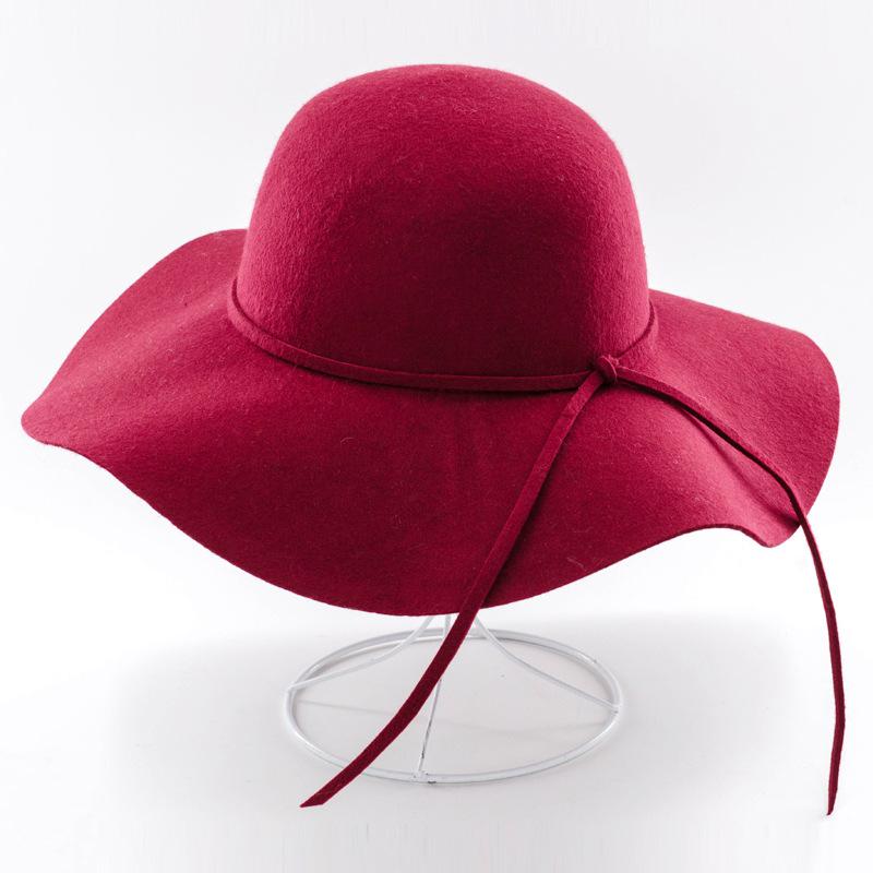 COKK, sombreros elegantes para mujer, sombrero de lana de ala ancha, sombrero negro Vintage para mujer, sombrero redondo para mujer, sombreros de vestir para mujer, invierno Británico: wine red
