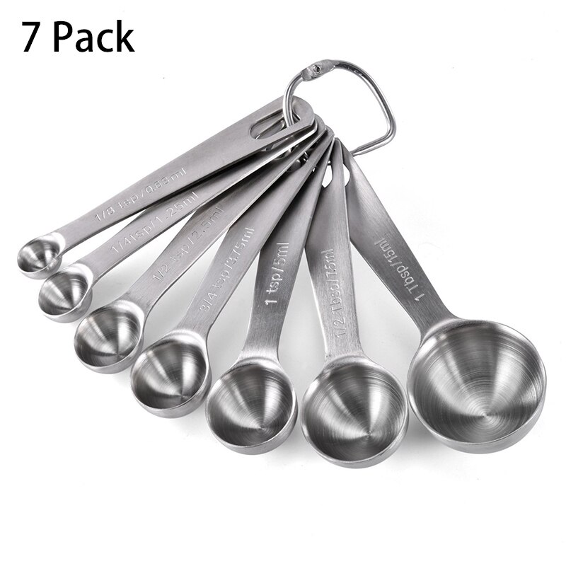 Måleske i rustfrit stål, måleske kopper til tørre og flydende ingredienser 6 pakke  / 7 pakke  / 8 pakke  / 9 pakke: 7 stk