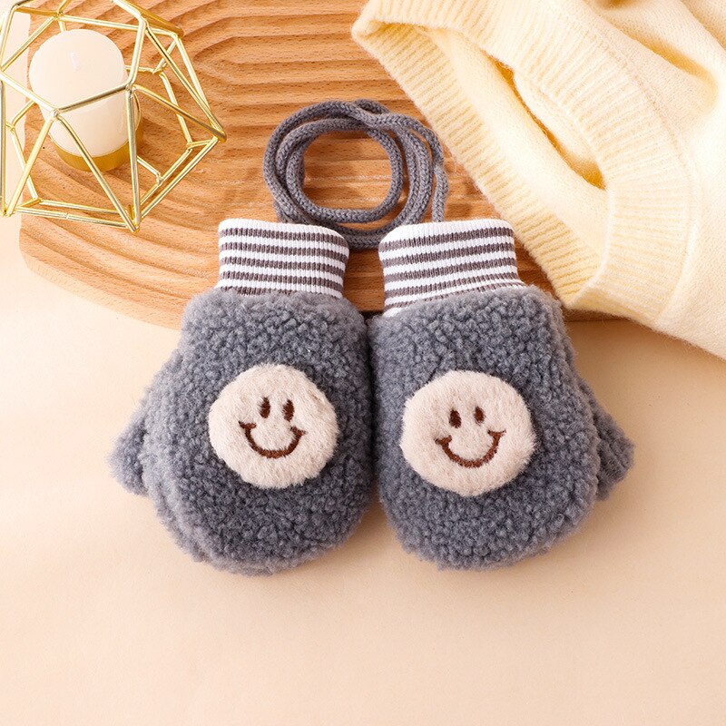 Warmom Karikatur Baby Fäustlinge Winter Warme freundlicher Baby Mädchen Handschuhe Acryl freundlicher Kleinkind Handschuh Handschoen Winter Handschuhe freundlicher 1-3Y: C grau