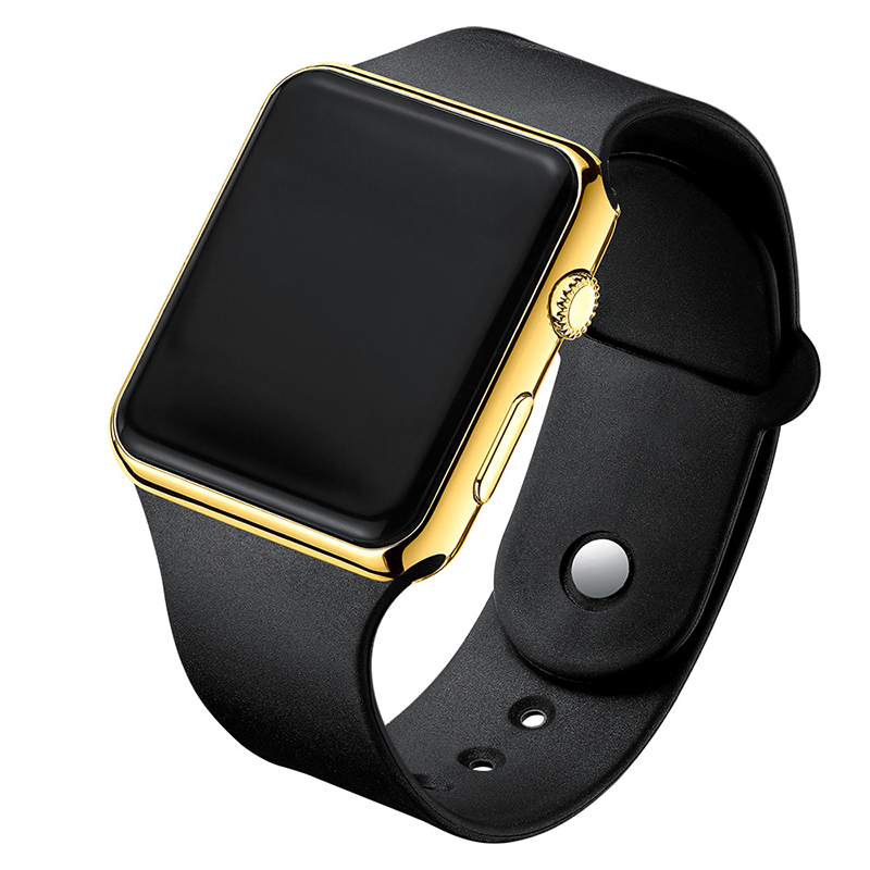 Paar Sport Led Digitale Horloge Mannen Digitale Horloges Horloge Voor Vrouwen Mannen Elektronische Klok Siliconen Band: Gold Black