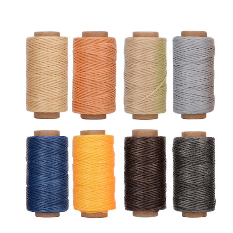 Kit de herramientas de costura de cuero, hilo encerado, tijeras de punzón de cobre para bricolaje, Zapatero de cuero, bolsas, reparación de costuras: 50m Thread B