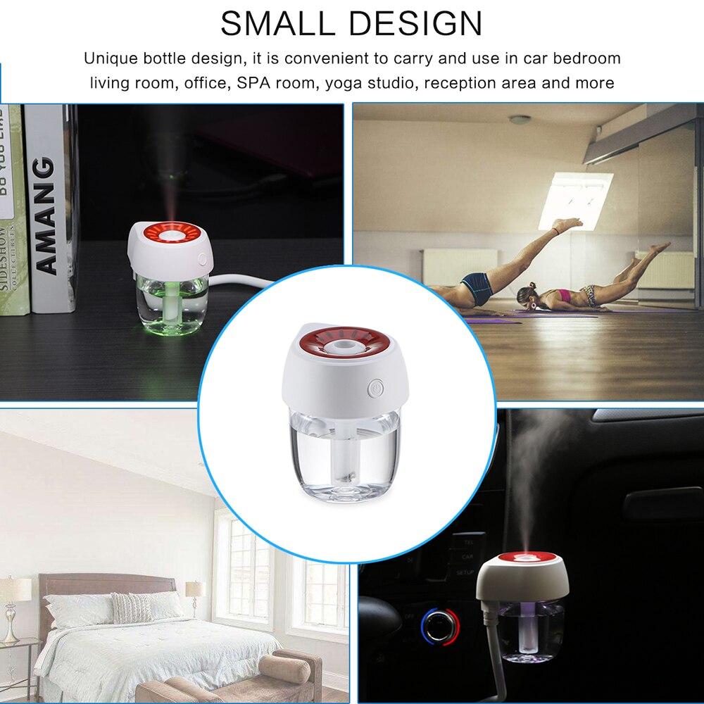 Diffuseur d'air arôme électrique USB de 85ml | Portable, humidificateur d'air, brumisateur frais, avec 7 couleurs lumières pour maison et voiture