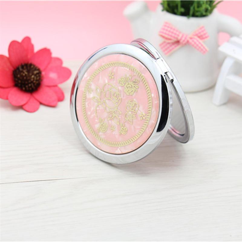 Folding Pocket Mirror Round Portable Small Mirror Double-sided Mirrors for Lady (Random Color)