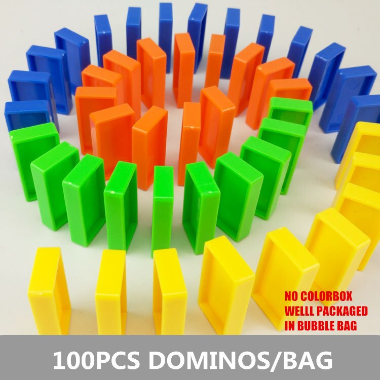 Børn elektriske tog domino legetøj til børn lyserød blå rød bil juguetes køretøj pædagogisk spil med dominos blokke: 100 dominoer
