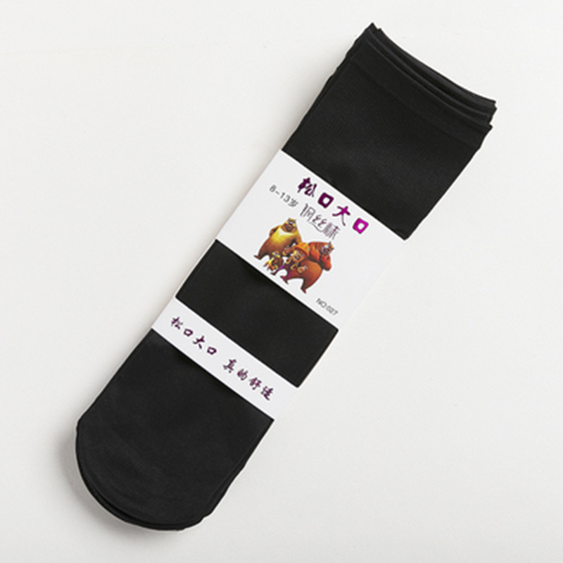 Kinderen Sokken Zomer Dunne Snoep Kleur Kousen Jongens En Meisjes Pure Kleur Staal Kousen Baby Kinderen Midden Buis Kousen: Black summer socks