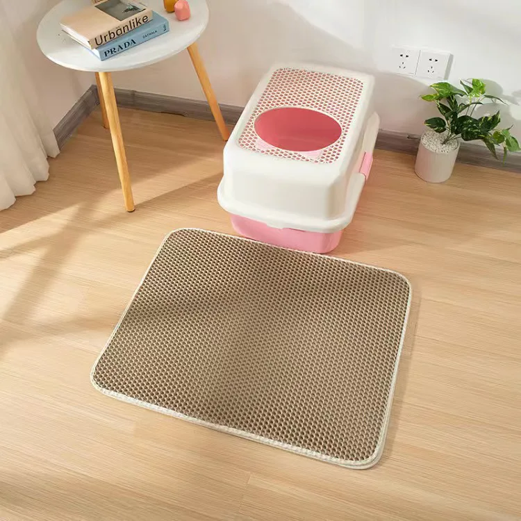 Katzenstreu matt Mit Doppel Schicht Wasserdichte Haustier Katzentoilette matt Rutschfeste Sand Katze Pad Waschbar Bett matt saubere Pad Produkte: 40cm / Marine Blau
