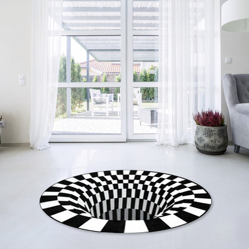 3d vortex illusion tæppe hvirvelprint optiske illusion områder tæppe gulvunderlag skridsikre dørmåtter til hjemmet