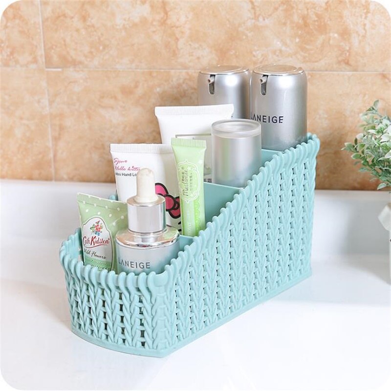 Home Makeup Organizer Basket Lipstick Stand Holder Cosmetic Storage Container Plastic Make up Box Desktop Bathroom Organizador