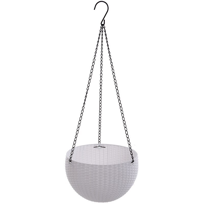 Resin Hanging plant Pots Basket Plant Hang Plant Flower pot Hanger Outdoor Hanging Pot Holder Basket for wall decoration garden: white