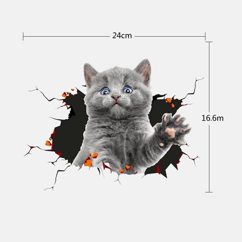 Adhesivo de gato para pared de varios gatitos bonitos viñetas de animales 3D vívido chico de bebé habitación decoraciones de baño Peel & Stick pegatina de inodoro: 5