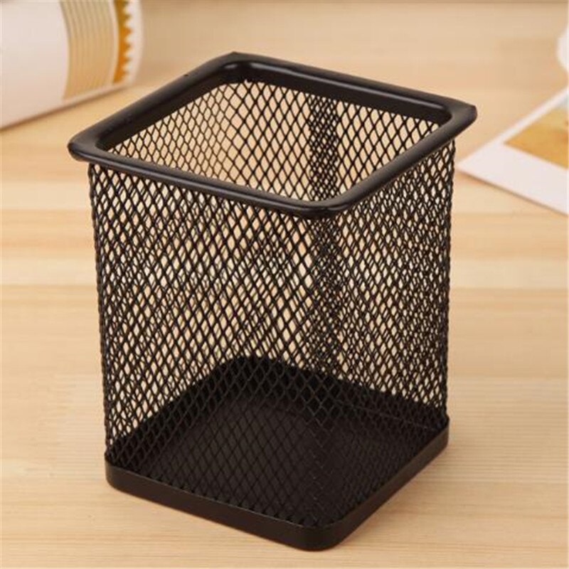 Pencil Holder Office Desk Metal Mesh Square Pen Pot Cup Case Container Organiser Durable Pencil Case: Default Title