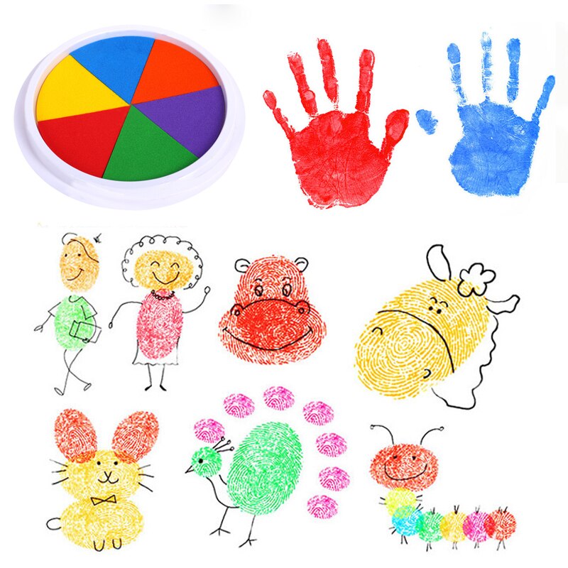 Baby Handabdruck Fußabdruck Ungiftig Neugeborenen Impressum Hand Stempelkissen Wasserzeichen Kleinkind Souvenirs Gießen Tonne Bunte Fußabdruck Schwamm