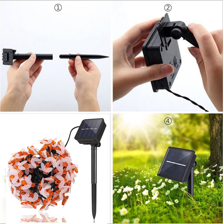 Guirnalda de luces LED en forma de abeja, guirnaldas navideñas alimentadas por energía Solar, para decoración de jardín y , 20LED/30LED/50LED
