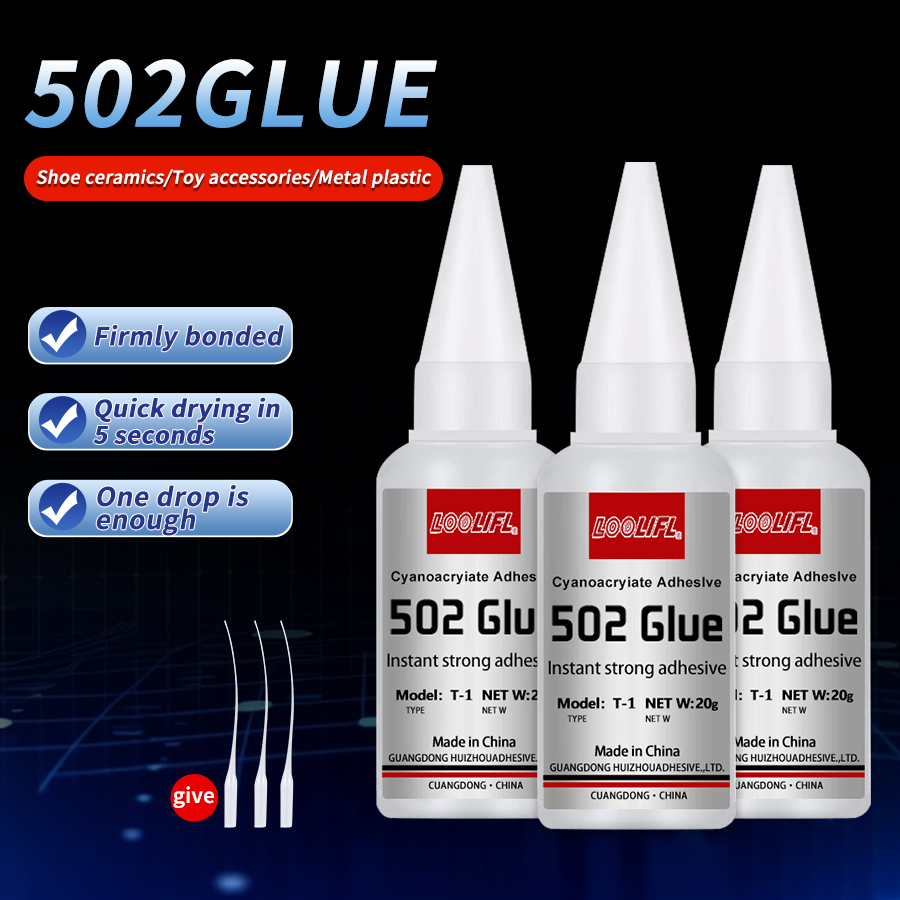 LOOLIFL 1-5pcs 502 superslank, onmiddellijk droogdroog cyanoakrylaat, leer, rubber, hout, metaal, sterk gebonden vloeibare lijm gereedschap