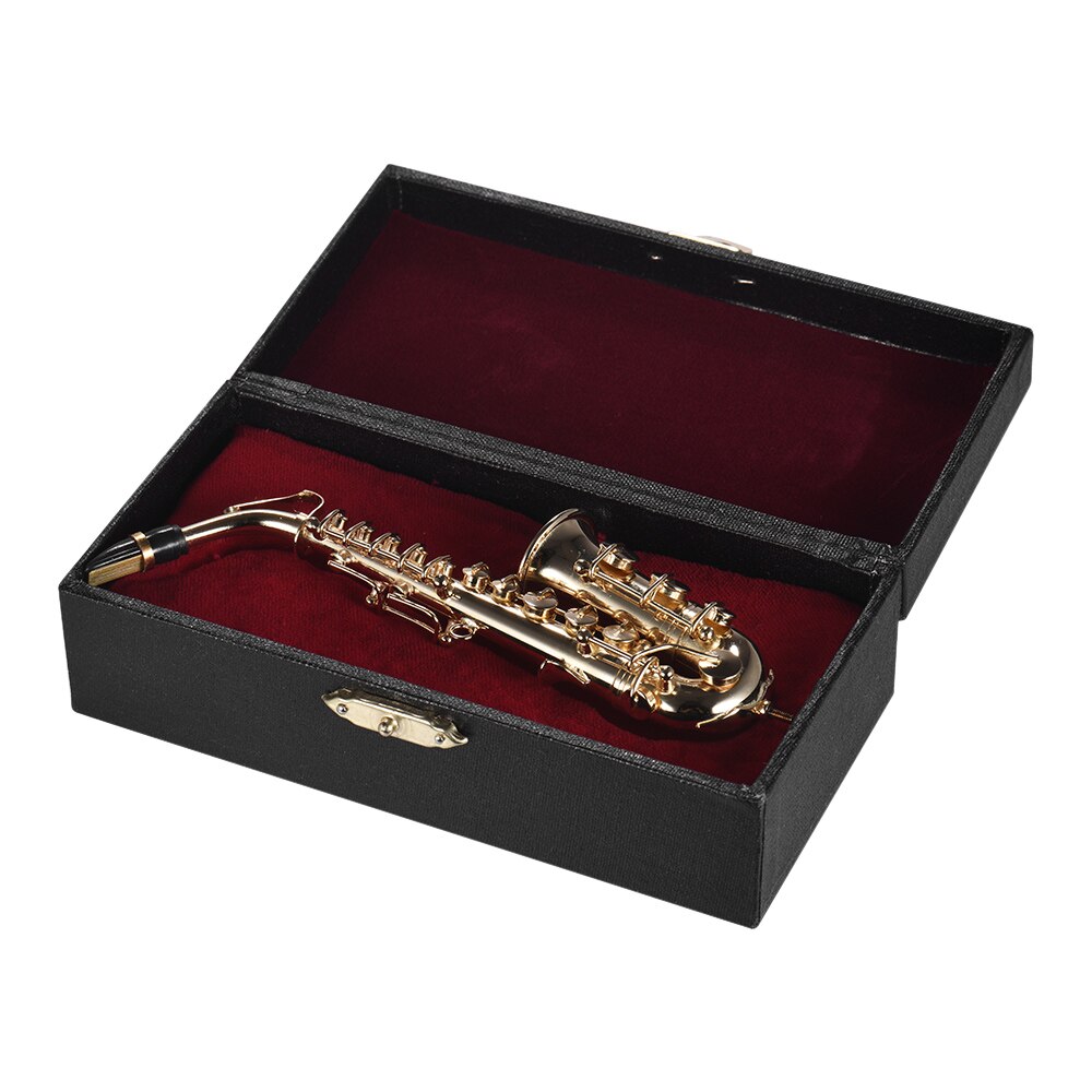 Mini Messing Altsaxofoon Sax Model Prachtige Desktop Muziekinstrument Decoratie Ornamenten Muzikale Met Delicate Doos