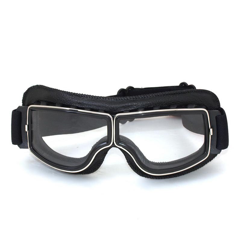 Retro Motorcycle Goggles Glasses Aviator Cruiser Vintage Leather Glasses Cafe Racer Half Helmet Goggles: 5