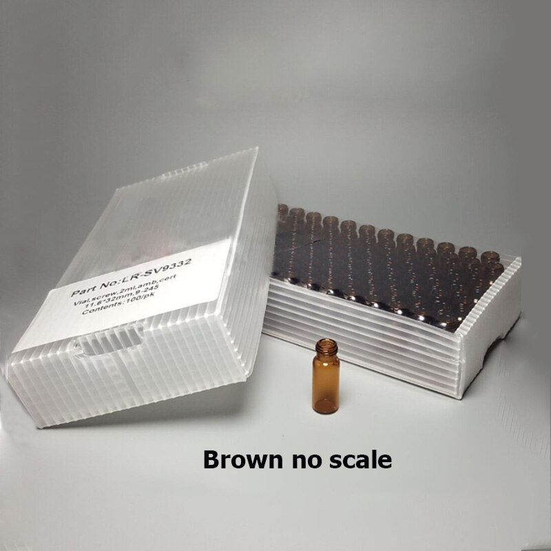 100 stk / parti 1.5ml/2ml skrue væskekromatografi glas prøveflaske hplc autosampler hætteglas: Brun b