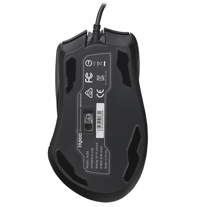 Rapoo-ratón Original N300 con cable USB para uso en el hogar y la Oficina, Mouse electrónico para juegos de competición, ordenador de escritorio, Notebook, negocios
