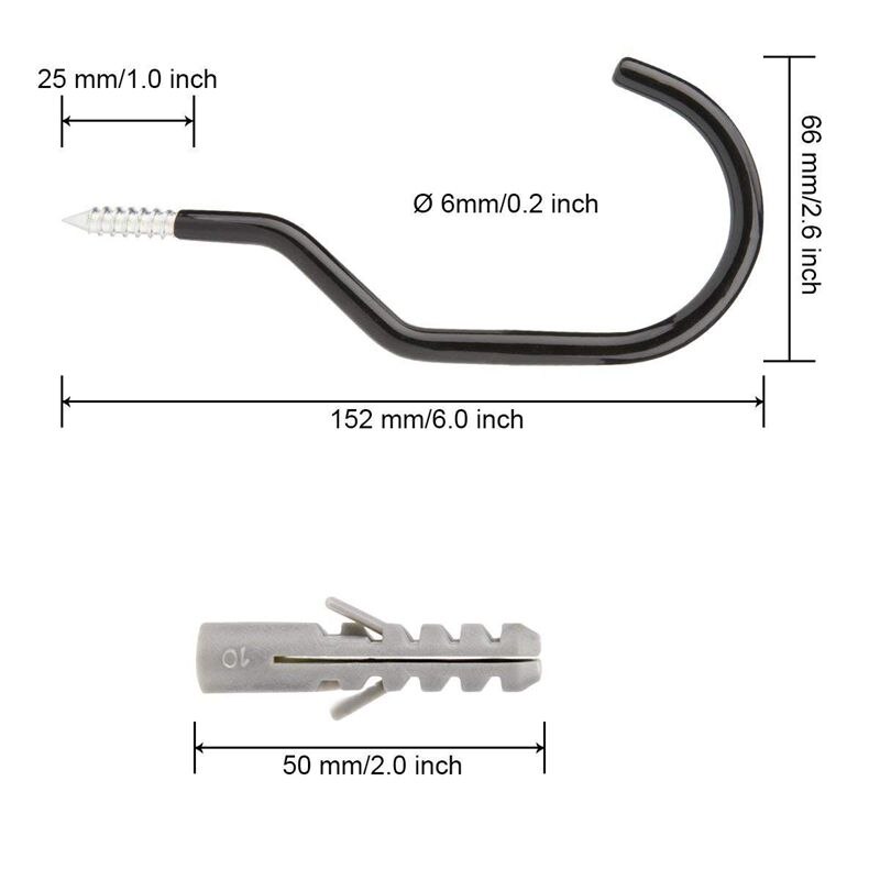 Fietshaak ,10- pack zware fietshanger fietsopberghaken met 10- pack bouten voor garagemuur en plafond - past op alle soorten fietsen