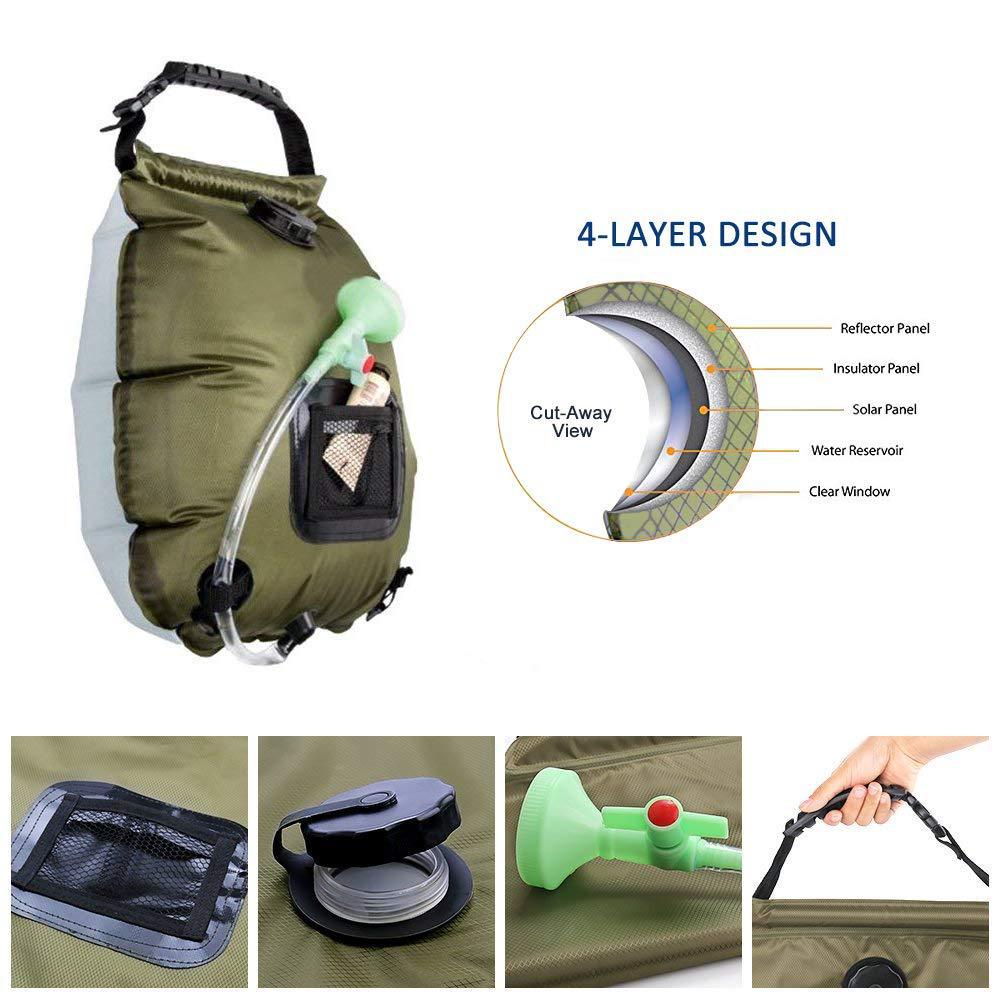 20L Outdoor Zwemmen Bag Solar Wandelen Camping Douche Bag Draagbare Verwarming Baden Water Opbergtas Slang Schakelbare Douchekop