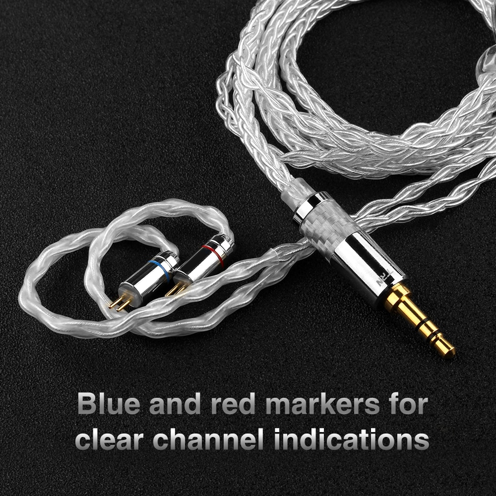 Trn  t3 øretelefoner kabel sølv kabel 8 core hovedtelefon ledning hifi flettet kabel til  v90 v80 st1 v30 ba5 v10 c10 zst  t2 s2 bq3 no.3
