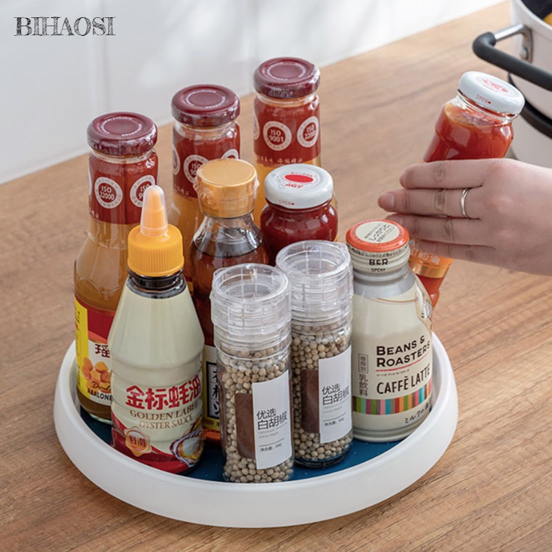 Kitchen Condiment Shelf Rotatable Tray Table Top Tray Storage Tray Seasoning Bottle Plastic Kitchen Counter Top Storage Box